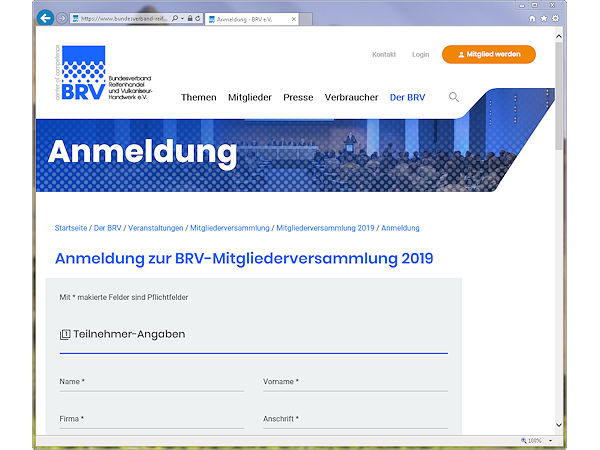 BRV Hauptversammlungsanmeldung
