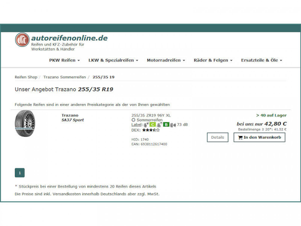 Delticom Trazano bei Autoreifenonline