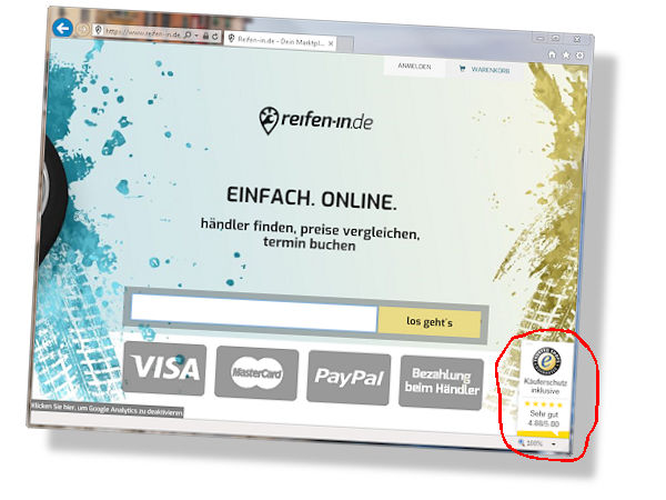 Reifen in Trusted Shops Zertifikat