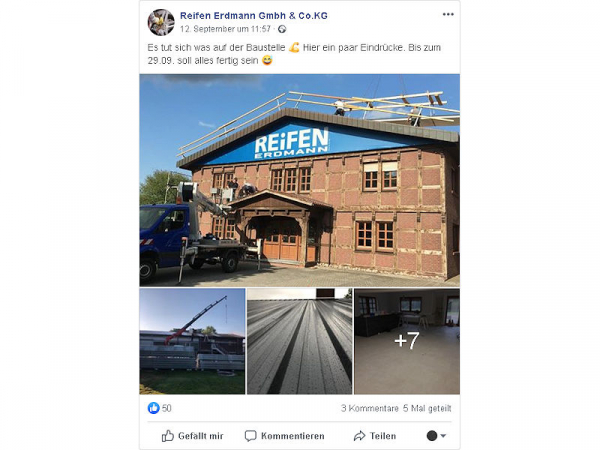 Reifen Erdmann bezieht neuen Standort