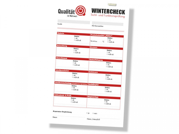 Qualität ist Mehrwert Winterchek Formular