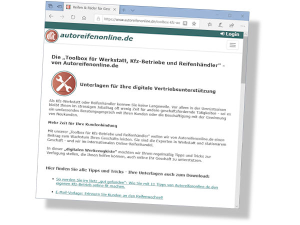 Delticom digitale Autoreifenonline Werkzeugkiste