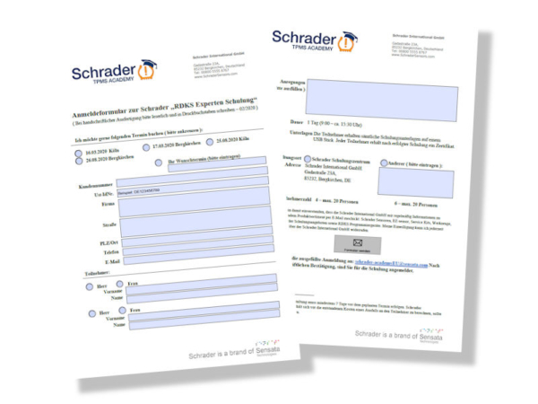 Schrader Anmeldung Expertenschulung