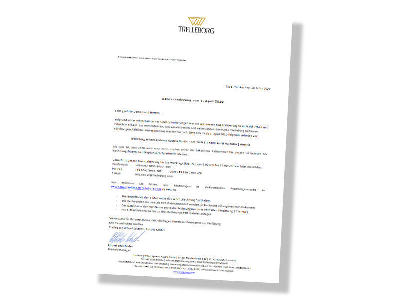 Trelleborg Wheel Systems Austria Umstrukturierung
