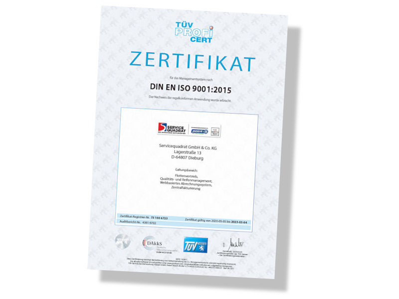 Servicequadrat durch TÜV Hessen rezertifiziert