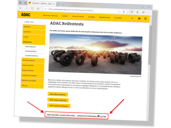 ADAC Broschüre Reifentests und Reifentipps