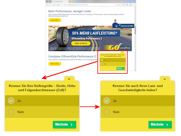 Goodyear Onlineumfrage auf eigener Website