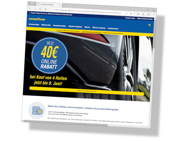 Goodyear Rabattaktion im Onlineshop