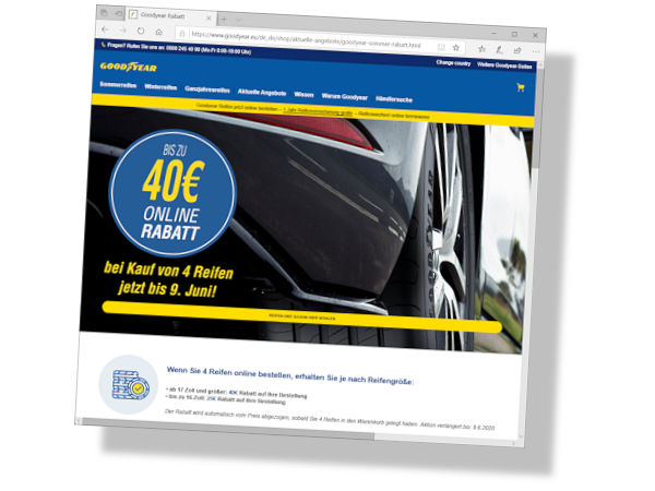 Goodyear Rabattaktion im Onlineshop