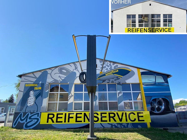 MS Reifenservice neue Frontfassade