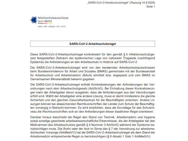 Arbeitsschutzregeln