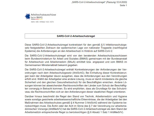 Arbeitsschutzregeln