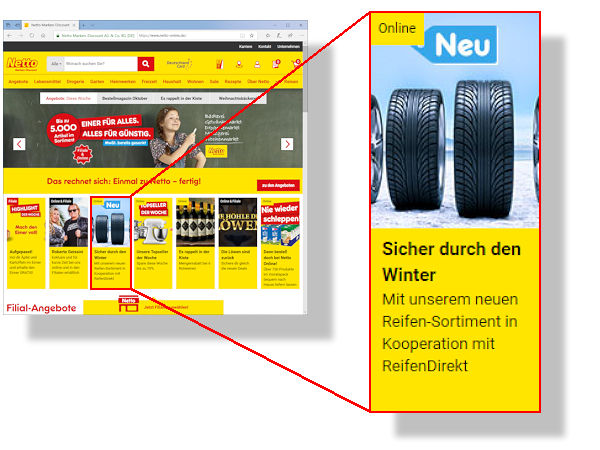 Delticom ReifenDirekt Onlinekooperation mit Netto Markendiscount