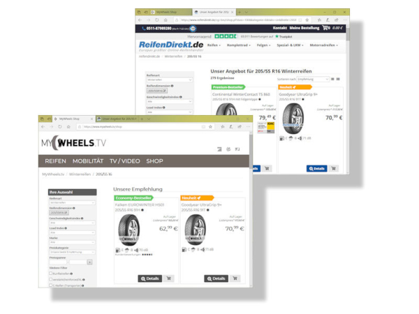 Reifenshops MyWheels.tv und ReifenDirekt