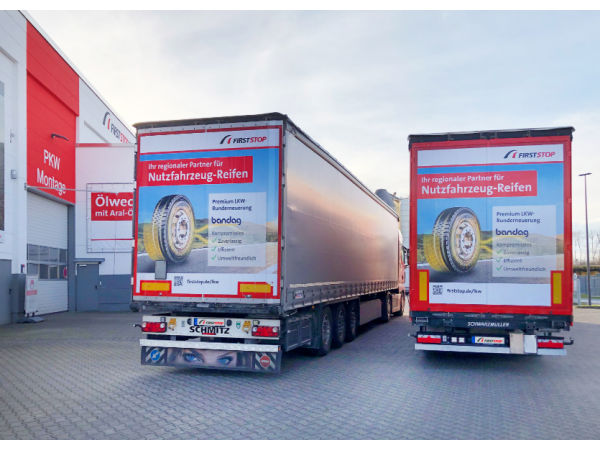 First Stop Lkw Werbung klein