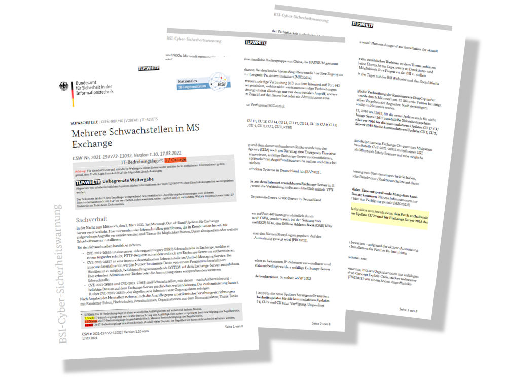 Das BSI warnt explizit vor Angriffen auf Exchange-Server, durch die Hacker Daten abgreifen könnten wie etwa rund um die fürs neue Reifenlabeling eine Rolle spielende European Product Registry for Energy Labeling (Bild: BSI)