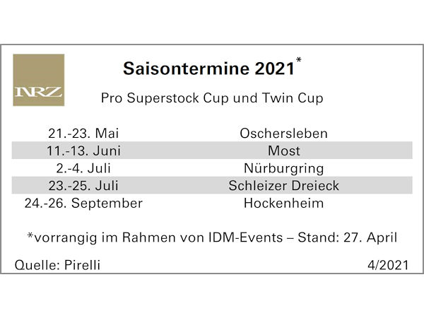 IDM: Pro Superstock und Twin Cup ebenfalls auf Pirelli-Reifen