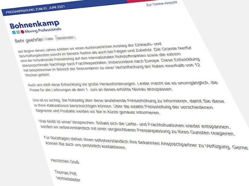 Bohnenkamp Preisanpassung tb