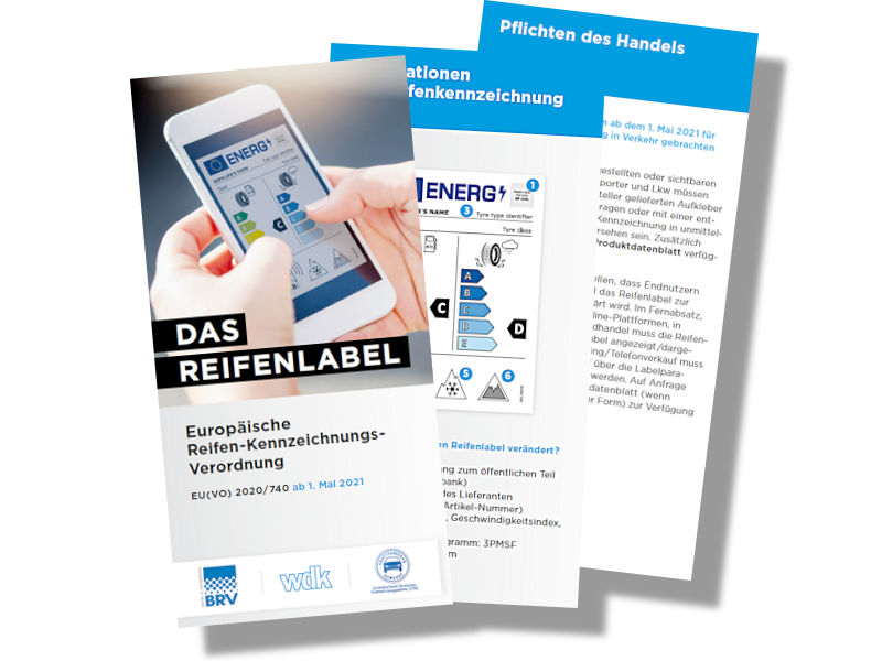 Der von BRV, ZDK und WdK gemeinsam erstellte neue Flyer zum EU-Reifenlabel steht für Händlern wie Verbrauchern gleichermaßen unter www.dasreifenlabel.de zum kostenlosen Herunterladen bereit (Bild: BRV)