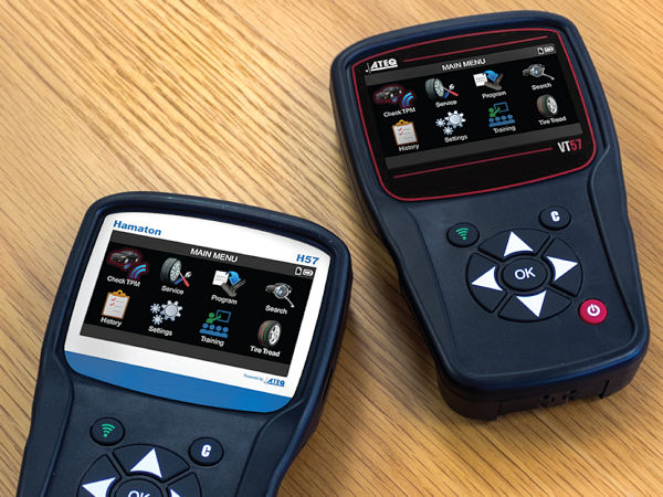 ATEQs neues Diagnosegerät „VT57“ (rechts) ist bei dem RDKS-Anbieter Hamaton auch in einer für das Unternehmen gebrandeten Version als „H57“ erhältlich (Bild: Hamaton)