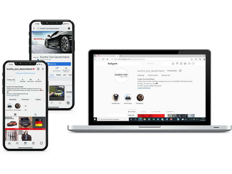 Kumho Tyre bietet jetzt auch auf Instagram „neue und hilfreiche Inhalte zu den Themen Auto und Mobilität aber auch zu den Sportsponsorings und attraktiven Gewinnspielen“ (Bild: Kumho Tire Europe)