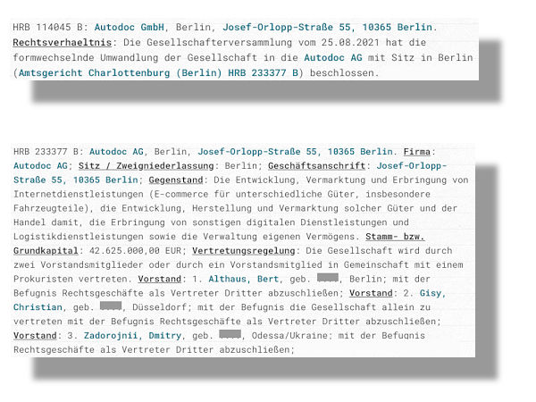 Anfang September hat es hinsichtlich der bisherigen Autodoc GmbH eine Veränderung gegeben: die Umwandlung der Unternehmensform hin zu einer Aktiengesellschaft (Bilder: Screenshots)