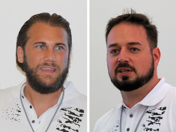 Sie sind zwei der „Väter“ hinter Contis neuem „SportContact 7“: Marcel Neumann (links) und Philipp Mendelski, Project Engineer BF-UHP respektive Product Manager UUHP Tires bei dem Reifenhersteller (Bilder: NRZ/Christian Marx)