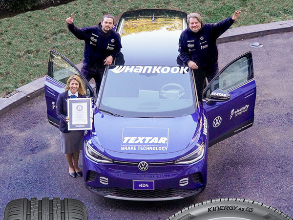 Bei seiner von Guinness World Records anerkannten Weltrekordfahrt durch die USA ist VWs ID.4 mit Hankooks „Kinergy AS EV“ bereift gewesen (Bild: Hankook)
