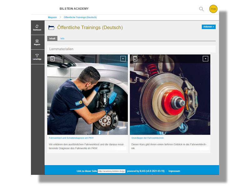 Neuerdings bietet die Bilstein-Academy über ihr bisheriges Onlineschulungsprogramm hinaus zusätzlich noch autonom durchführbare kostenfreie E-Trainings in Sachen Fahrwerk an, Anmeldungen dafür sind möglich unter https://workshop.bilstein.com/de/trainings-schulungen (Bild: Bilstein)
