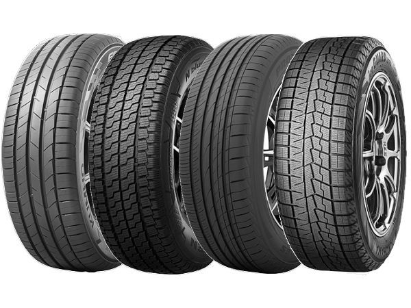 Zu den mit einem Good Design Award 2021 ausgezeichneten Reifen gehören (von links) Kumhos „Ecsta HS52“, Nexens „N’Blue 4Season Van“, Toyos „Proxes CL1 SUV“ und Yokohamas „IceGuard 7“ (Bilder: Unternehmen/Good Design Award)