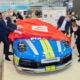 Enthüllung bei der Essen Motor Show: Das neue „Tune-it!-Safe!“-Auto rollt auf dem „Ventus S1 Evo³“ des langjährigen Kampagnenpartners Hankook (Bild: Hankook)