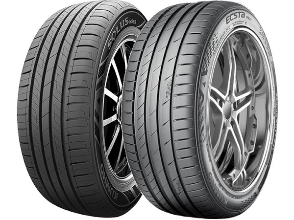 Im Gegensatz zum „Solus HS63“ (links) wird der Kumho-Reifen „Ecsta PS71“ auch in Deutschland und Europa vermarktet (Bilder: Kumho)