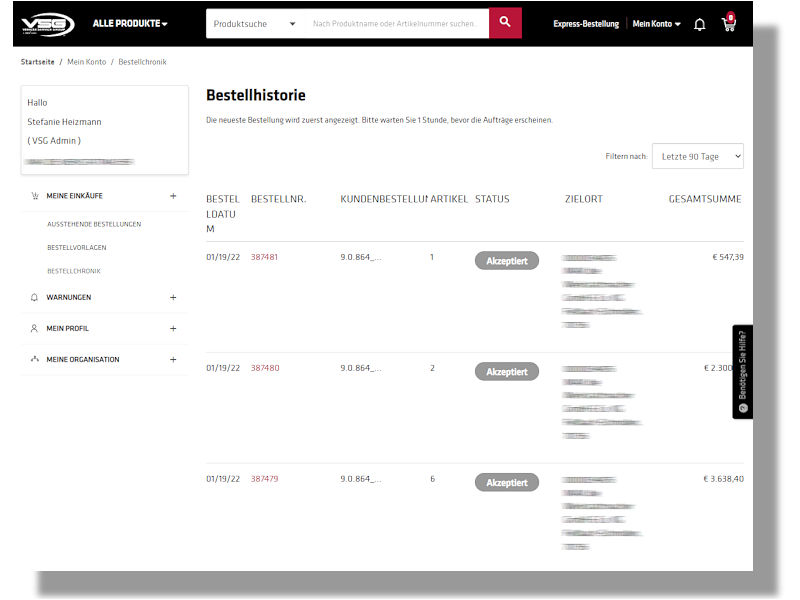 Der Zugang zum VSG-Webshop steht nur bei dem Werkstattausrüster gelisteten Händlern zur Verfügung, die sich dank dessen direkter Integration in das ERP-System der zur Gruppe gehörenden BlitzRotary GmbH unter anderem die gesamte Bestellhistorie anzeigen lassen können (Bild: VSG)