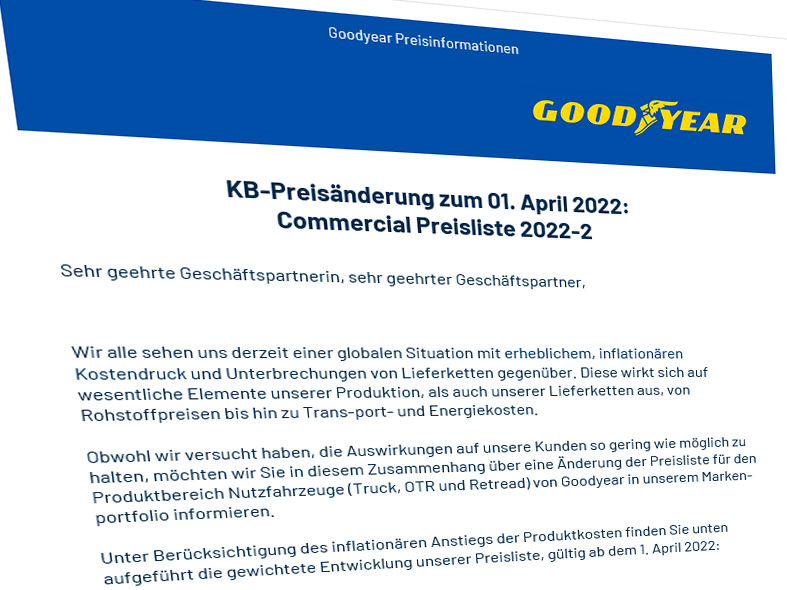 Goodyear Commercial Preiserhoehung tb