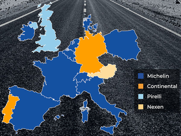 In Deutschland suchen Autofahrer über die Jymeo-Plattform unter www.welchereifen.de am häufigsten nach Conti-Reifen gefolgt von solchen der Marken Hankook und Pirelli, während europaweit Michelin die Nase vorn hat (Bild: Jymeo)