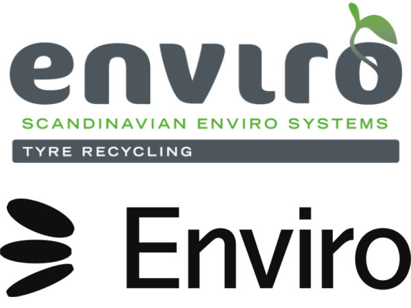 Ein im Vergleich zum bisherigen Signet (oben) neues Logo (unten) ist Teil des überarbeiteten Marktauftrittes des schwedischen Altreifenrecyclers Enviro Systems (Bild: Enviro Systems)