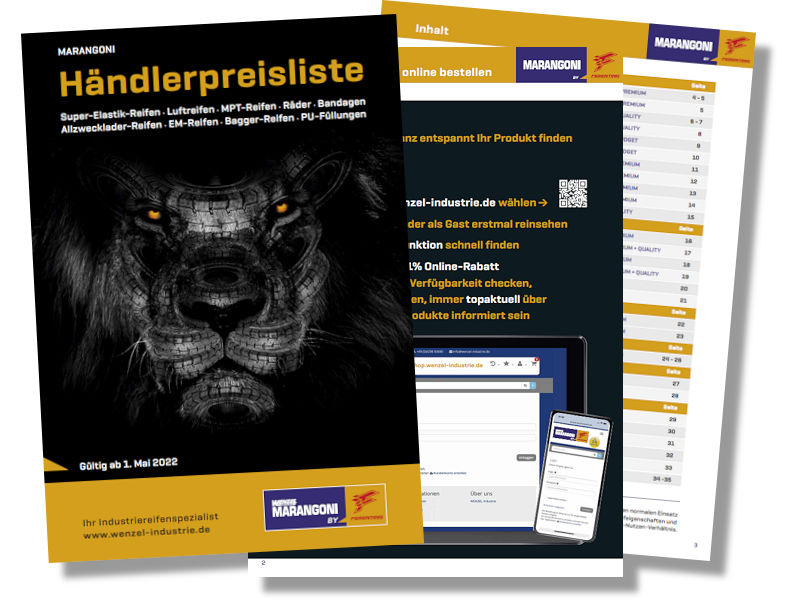 Der zur Onyx-Gruppe gehörende Industriereifenspezialist stellt seine Preislisten nicht mehr in gedruckter Form, sondern ab sofort im PDF-Format zur Verfügung – „aus ökologischen Gründen“, wie der Anbieter erklärt (Bild: Wenzel Industrie)