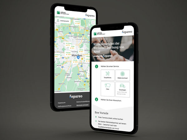 Im Rahmen der Partnerschaft beider Seiten haben Arval-Kunden für die Buchung von Werkstattterminen Zugriff auf ein eigenes Onlineportal von Repareo – die Plattform steht auch über die App „My Arval Mobile“ zur Verfügung (Bild: Repareo)