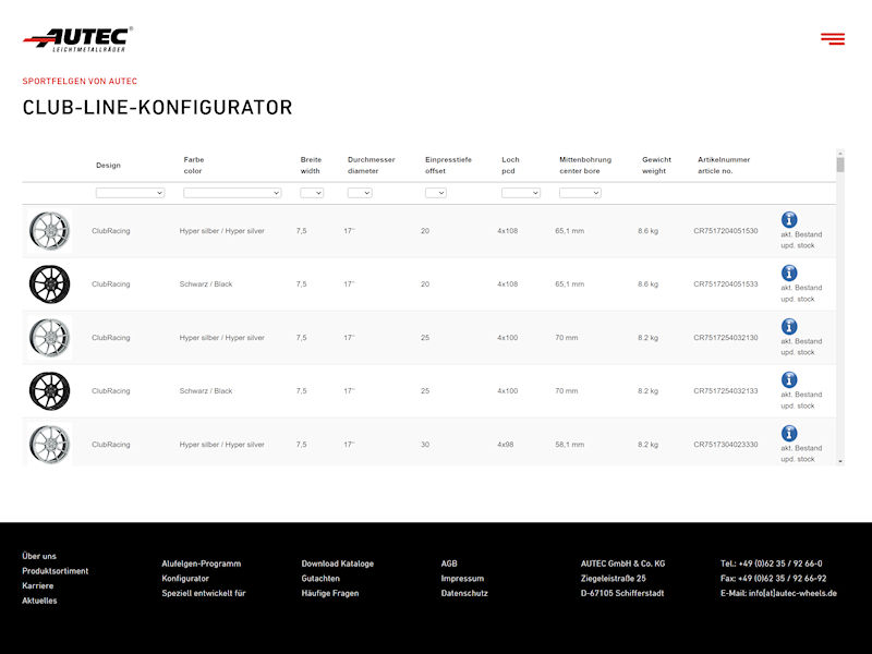 Club Line Konfigurator tb