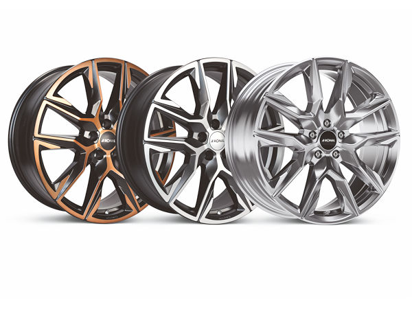 Das neue Mehrspeichendesign „R71“ von Ronal ist ab sofort in verschiedenen Ausführungen – mit Endlackoberfläche Platinum-silver sowie als glanzgedrehte Varianten in Jetblack-copper matt oder Orbit grey-matt – verfügbar in der Größe 8,5x20 Zoll mit Fünflochanbindung (Bild: Ronal)