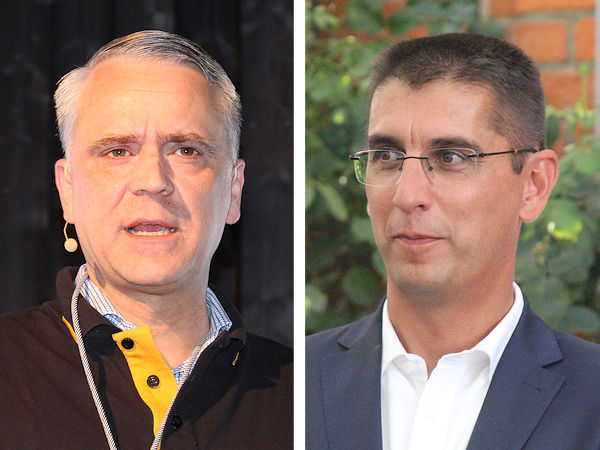 Zwei der drei potenziellen Kandidaten als neuer Automotive-Vorstand bei Conti: Gilles Mabire (rechts), CTO der zugehörigen Sparte des Zulieferers, sowie Philipp von Hirschheydt, Leiter des Geschäftsfeldes User Experience im selben Unternehmensbereich, wobei laut der Wirtschaftswoche Insider Letzterem wohl „die besten Chancen“ einräumen (Bilder: NRZ/Christian Marx)
