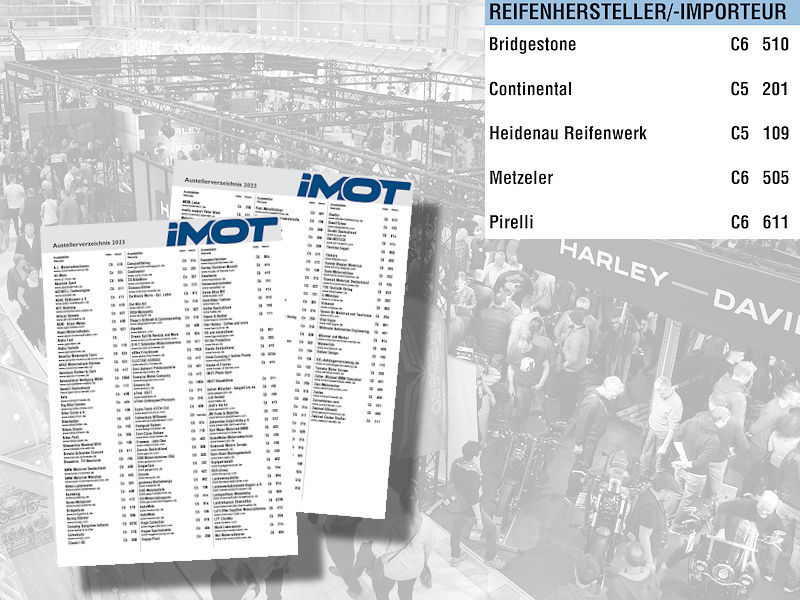 Laut dem vorläufigen IMOT-Ausstellerverzeichnis sind die beiden zu Goodyear gehörenden Marken Avon Tyres und Dunlop sowie unter anderem noch Maxxis, Michelin oder Mitas bei der Messe wohl nicht dabei (Bilder: IMOT, Montage: NRZ/Christian Marx)