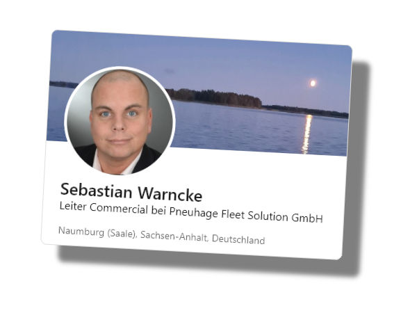 Nach zwischenzeitlichen Stationen bei Prometeon oder Servicequadrat seit Anfang 2022 wieder zurück in der Pneuhage-Gruppe verantwortet Sebastian Warncke seit Anfang dieses Jahres dort nun die Position als Leiter Commercial der Pneuhage Fleet Solution GmbH (Bild: LinkedIn/Screenshot)