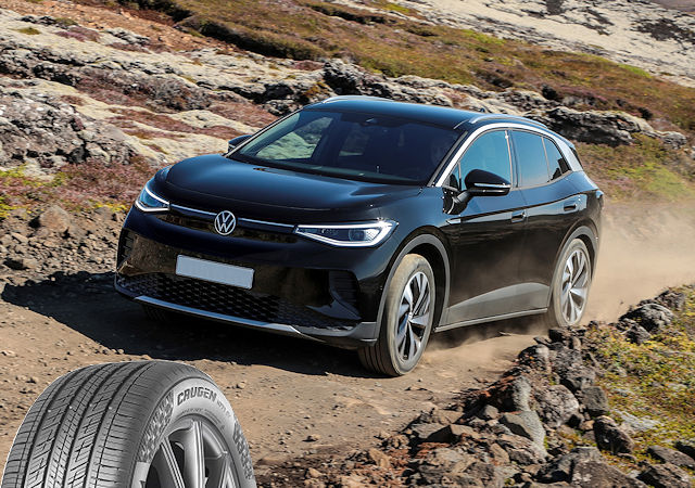 Seinen „Crugen EV HP71“, der an den für den US-Markt bestimmten Fahrzeugen von VWs ID.4 als Erstausrüstung montiert wird, hat Kumho eigenen Worten zufolge speziell für Elektrofahrzeuge entwickelt (Bilder: Volkswagen, Kumho)