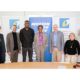 Vertragsunterzeichnung am DFH-Sitz (von links): DFH-Vizepräsidentin Prof. Dr. Eva Martha Eckkrammer mit Bernhard Jakob, Personalleiter Michelin Homburg, den beiden Stipendiaten Brice Yohann Saha Bondja und Hillary Wankam sowie HTW-Saar-Präsident Prof. Dr. Dieter Leonhard, DFHI-Direktorin Prof. Dr. Sybille Neumann und Studiengangsleiterin Prof. Dr. Heike Jaeckels (Bild: DFH-UFA/Oliver Dietze)
