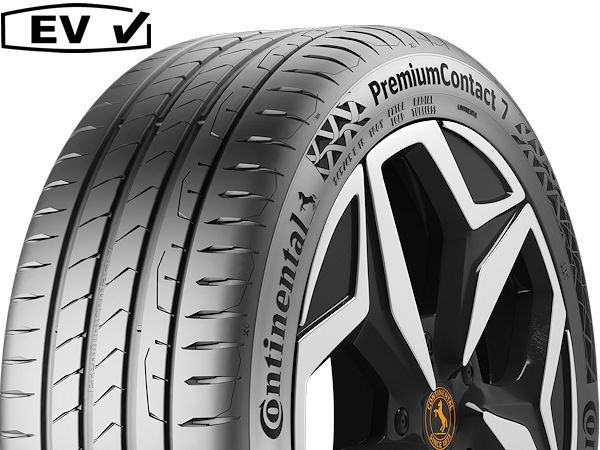 Auch Contis noch recht junger „PremiumContact 7“ ist ein Reifen für konventionelle genauso wie für elektrisch angetriebene Pkw, was der Hersteller mit einem entsprechenden Logo auf der Seitenwand dokumentiert (Bild: Continental)