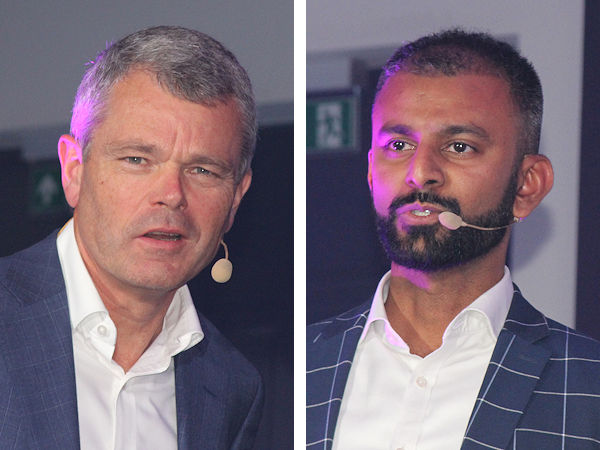 „Wir sind sehr stolz darauf, mit einem der wichtigsten Nutzfahrzeughersteller in Europa zusammenzuarbeiten“, erklärt John Nikhil Joy (rechts), Cluster Director Europe Truck & Bus Tyres bei Apollo Tyres, das, was Yves Pouliquen, Group Head of Sales and Marketing bei dem Reifenhersteller, als „Beginn einer bedeutenden Reise mit Iveco“ bezeichnet (Bilder: NRZ/Christian Marx)