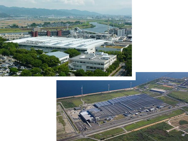 Unter anderem in den Werken in Kurume (oben links) und Kitakyushu hat Bridgestone aufgrund starker Niederschläge seine Produktion aus Sicherheitsgründen zeitweise gestoppt (Bilder: Bridgestone)