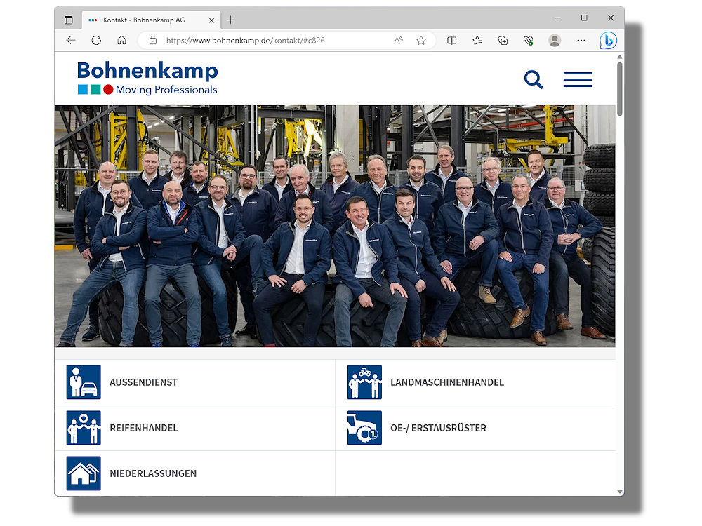 Suchbild mit zwei Neuen im Bohnenkamp-Team: Nachdem sie sich im vergangenen Herbst eigentlich von der von Reifenbranche verabschiedet haben, stehen Helmut Haak und Detlev Schwarznecker nun ganz augenscheinlich in Diensten des Osnabrücker Großhändlers (Bild: Screenshot)