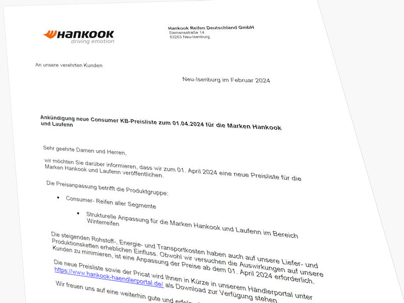 Hankook KB Preisliste tb